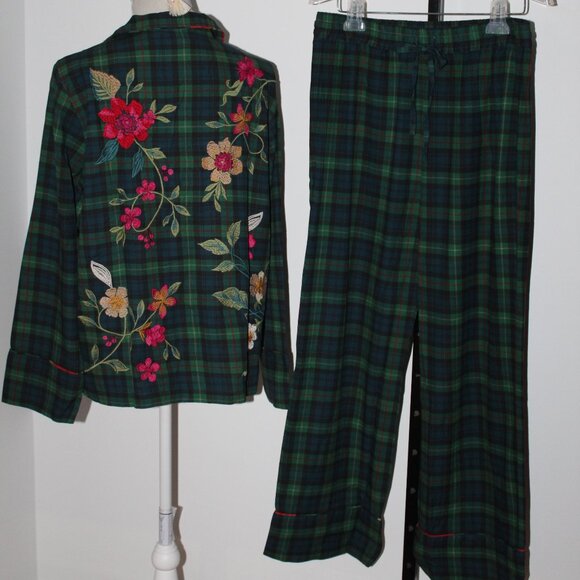 NWT Johnny Was Biya JW Rhoda Long Embroidered PJ Pajamas Lounge Pants Top Set - Picture 4 of 8